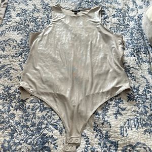 Express Body Contour Compression Thong Bodysuit Silky Shimmer Shiny